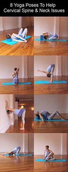 a woman is doing yoga poses on the floor