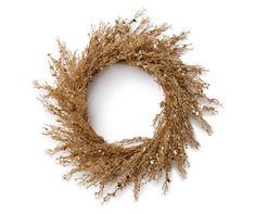 a dried wreath is shown against a white background