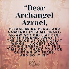 a poem written in black and white with the words dear archangel azrael