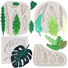 the molds are made to look like tropical leaves and palm trees, with green foliage on them