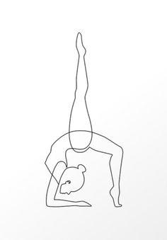 a line drawing of a woman doing yoga