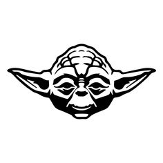 the star wars yoda mask is shown in black and white