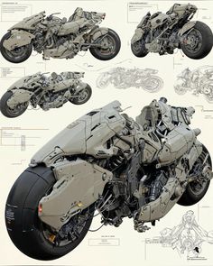 an image of a futuristic motorcycle with all the parts labeled in this diagram on it