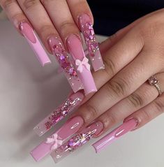 Victoria Sanchez, Romantic Nails, Long Acrylic Nail Designs, Baddie Nails, Cute Acrylic Nail Designs, Glow Nails, Pretty Gel Nails, Acrylic Nails Coffin Pink, Unique Acrylic Nails