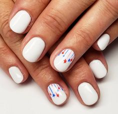 25 Fun Memorial Day Nail Ideas - Lauren Erro 4th Of July Nail Ideas, Nails Gels, American Flag Nails, 4th Nails, 4th Of July Nail, Flag Nails, Patriotic Nails, Fourth Of July Nails, Watermelon Nails