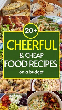 the cover of 20 + cheerful and cheap food recipes on a budget