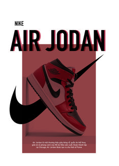 the nike air jordan advertisement is shown in red and black