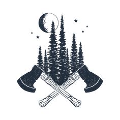 Camping Tattoo, Canada Tattoo, Theme Tattoo, Sketch Tattoo Design, Nature Tattoos, Simplistic Tattoos, Minimalist Tattoo, Tattoos With Meaning, Axes