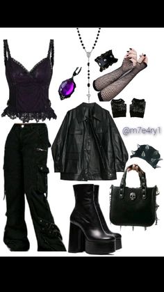 #goth #gothgoth #gothic #purple #outfitpost #outfitstyle #rockstarsgf  #fashioninspiration #styleideas Purple Goth Outfits, Goth School Outfit, Sable Ward, Cute Gothic Outfits, Gothic Aesthetic Outfit, Y2k Goth Aesthetic, Goth Aesthetic Outfit, Bratz Core, Goth Fashion Aesthetic