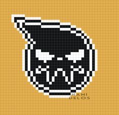 an image of a black and white skull made out of pixellated squares with the words miami delos on it