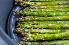 the asparagus are ready to be cooked in the slow cooker for dinner