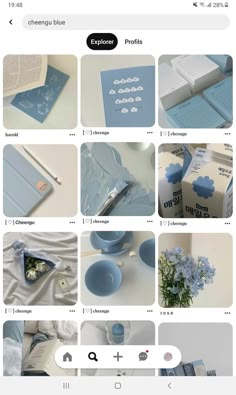 an image of blue and white items displayed on the webpage for shoppers to see