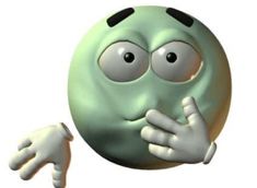 a green ball with two hands on it's face and one hand in the air