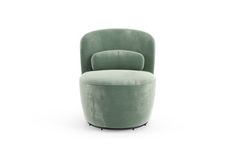 a green chair sitting on top of a white floor