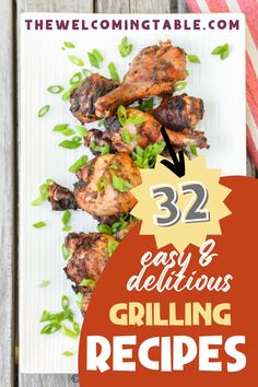 beer basted barbecue chicken lines a white tray. Grilled Steak Kabobs, Potato Side Dishes Easy, Outdoor Dinner Party, Entertaining Dinner, Steak Kabobs, Easy Grilling Recipes, Side Dishes For Chicken, Outdoor Grilling, Healthy Weeknight Meals