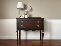 This gorgeous Antique Victorian Entryway Console/Mini Buffet Server is both elegant and classic, traditional and modern. It features stunning wood details a custom blackish finish and original hardware. This solid wood sideboard is perfect storage for your entryway or dining room, or a modern twist to extra storage in any room!  Turn heads this season with this timeless beauty!  38w 17d 36.5h (38 including backsplash) *Please Note: This item is available for local pick up, delivery, or shipping. Green Console Table, Victorian Entryway, Wood Entry Table, Glazing Furniture, Matching Dressers, Neoclassical Design, Wood Details, Buffet Server, Drum Table