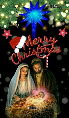 a christmas card with the birth of jesus