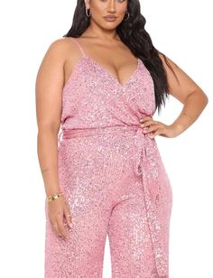 This Sequin Glitter Sleeveless Jumpsuit provides a shimmery and eye-catching look. It features a sleek silhouette and sparkling sequins for an extra glitzy finish. Its lightweight fabric offers comfortable movement and excellent breathability making it perfect for a night out. polyester Imported Zipper closure Machine Wash Pink Sequin Jumpsuit, Jumpsuit Plus Size, Sequin Jumpsuit, Winter Knit Hats, Pink Sequin, Boot Accessories, Sleeveless Jumpsuits, Winter Knits, Sunglass Frames