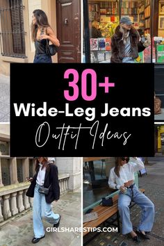 Explore 30+ wide leg jeans outfit ideas perfect for every season! From effortlessly chic spring looks to comfy summer vibes, classy fall outfits, and trendy winter styles, these baggy jeans are versatile for work or date night. Pair with a blazer or crop top for a dressy aesthetic, or keep it simple with sneakers and a tee. Whether you're going out to dinner or hitting a concert, these stylish outfits blend Y2K flair and 90s grunge for the ultimate baddie vibe! What To Wear With Baggy Black Jeans, Black Stone Washed Jeans Outfit, Wide Leg Jeans Outfit Casual Sneakers, Cute Baggy Jeans Outfit, Baggy Jeans Outfit Women, Carpenter Jeans Outfit, Cargo Jeans Outfit Women, Cute Jeans Outfit, Wide Leg Jeans Outfit Ideas