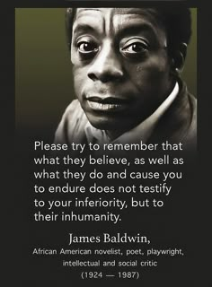 james baldwin quote on black and white photograph