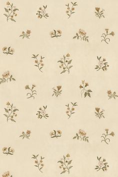 a white wallpaper with flowers and leaves on the bottom half of it's surface