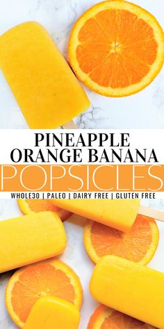 orange banana popsicles with text overlay