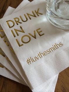 Drunk In Love, Personalized Napkins, Custom Napkins, Dream Wedding Ideas Dresses, Wedding Goals, Wedding Bar, Wedding Napkins