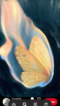 a painting of a butterfly flying in the air