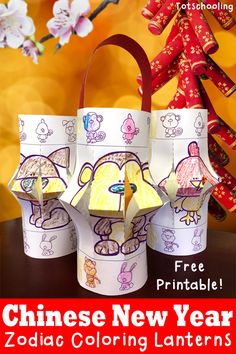 chinese new year zodiac coloring lanterns with free printables for kids to color on