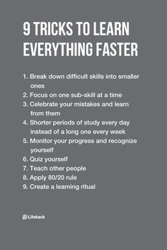 a poster with the words 9 tricks to learn everything faster and how to use it