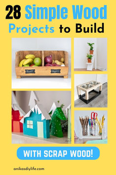 the cover of 28 simple wood projects to build with scrap wood