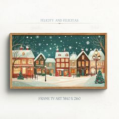 a wooden frame with a christmas scene painted on it