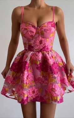 Brailey Mini Dress - Sweetheart Bustier Dress in Pink Jacquard | Showpo USA Robes Glamour, Bustier Dress, Glam Dresses, Looks Chic, Hoco Dresses, Mode Inspiration, Birthday Dresses, Fancy Dresses, Look Fashion