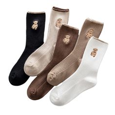 PRICES MAY VARY. Indulge in Comfort: Treat your feet to our irresistibly soft and breathable crew socks, crafted from a blend of Cotton, polyester, and Spandex. Designed with meticulous attention, these socks offer a snug fit without any excess fabric at the toe joints, ensuring a gentle and cozy experience from the moment you slip them on. Perfect Fit: Our stylish socks are suitable for women with US shoe sizes 5-9, thanks to their stretchy knit construction that molds to your feet effortlessly Stylish Socks, Cozy Socks, Winter Socks, Cute Socks, Long Socks, Patterned Socks, Girls Socks, Tube Socks, Bear Pattern