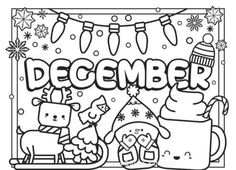 a christmas coloring page with the word december