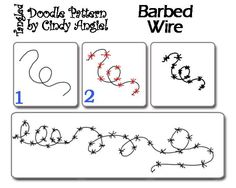 barbed wire doodle pattern for children to learn how to draw the letters and numbers