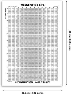 a printable poster with the words, weeks of my life and numbers on it