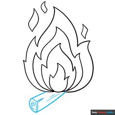 a drawing of a fire with flames coming out of it