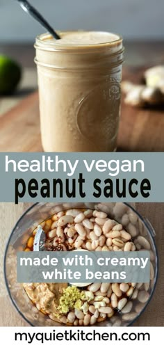 healthy vegan peanut sauce made with creamy white beans