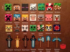 an image of pixel art made with different types of items and colors on the wall