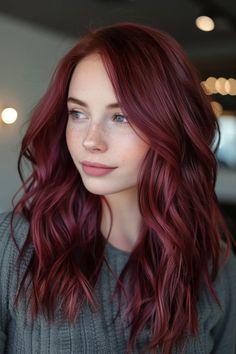 21 Cherry Cola Hair Ideas You Need To Try In 2024 Black And Red Shag Hair, Cold Red Hair Color, Fall Red Hair Color, Natural Colored Hair, Cola Hair Color, Hair Color Cherry Coke, Cherry Cola Hair Color