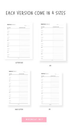 the printable version of each version comes in 4 sizes and includes four different font styles