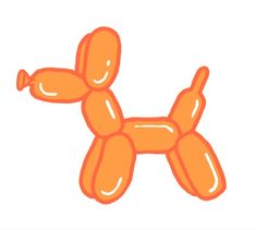 an orange balloon dog on a white background