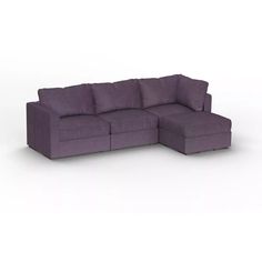 a purple couch sitting on top of a white floor