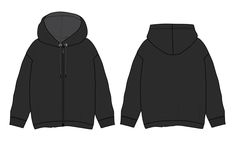 Long sleeve Hoodie technical fashion flat sketch vector illustration Black Color template front and back views. Black Hoodie Template, Drawing Hoodie, Hoodie Illustration, Plain Black Hoodie, Hoodie Template, Fashion Sketch Template, Fashion Flat Sketch, Clothes Hoodie, Color Template