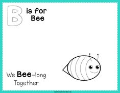 the letter b is for bee coloring page with an image of a bug on it