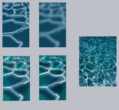 four different images of the same water surface in various stages of life cycle, including ripples and waves