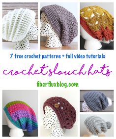 crochet patterns and video instructions for hats