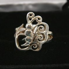 Beautiful vintage Butterfly Sterling Silver Ring . This is a beautiful ring and is an eye catching piece. Ring is 3/4" tall and 3/4" wide. The ring has the 925 Sterling Silver stamp. It is a size 5 1/4                                                                                                                          It is part of an extensive 30+ year jewelry shop inventory. Please follow our shop for more beauties to come!  Ships asap in time for Christmas! Gift box option is available, if Wax Carving Jewelry, Wax Carving, Animal Rings, Christmas Gift Box, Vintage Butterfly, Beautiful Ring, An Eye, Beautiful Rings, Sterling Silver Ring