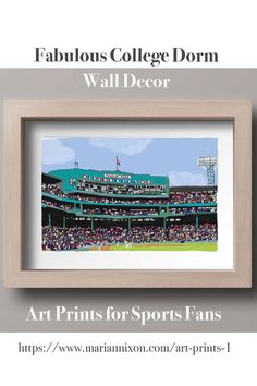 Boston's Fenway Park Art Print Family Room Wall Art, Family Room Wall, College Wall Decor, Man Cave Posters, Wall Decor Man Cave, Rental Home Decor, Dorm Room Wall Decor, Apartment Wall Decor, Family Room Walls